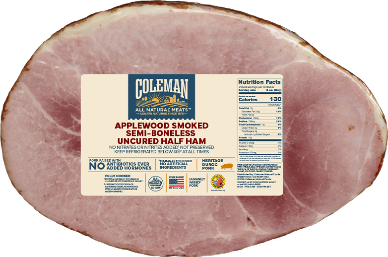 Coleman Products Applewood Smoked Semi Boneless Uncured Half Ham