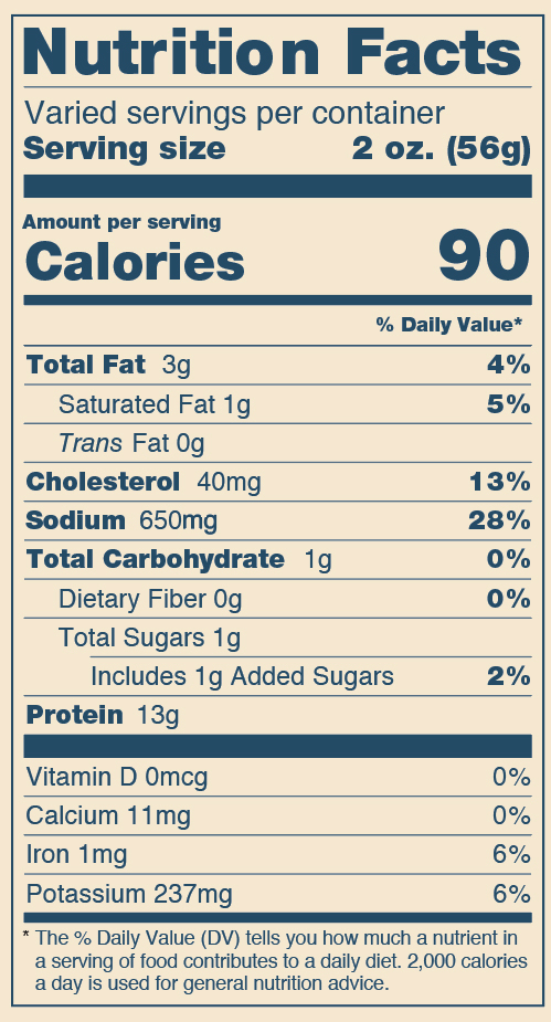 Coleman Foods half ham nutrition facts