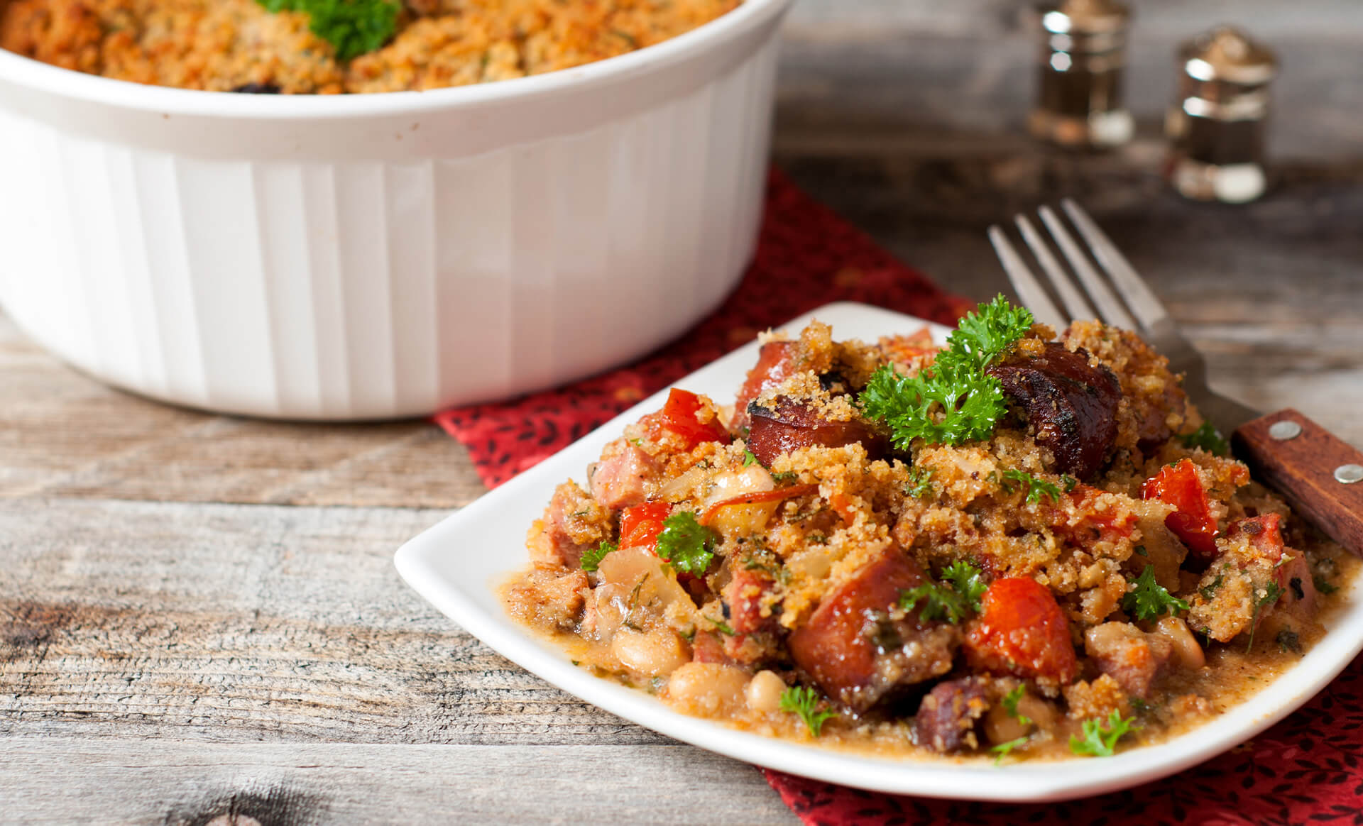 Easy Cassoulet with Smoked Sausage and Ham