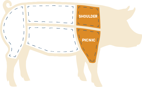 pig illustration showing shoulder and picnic cut