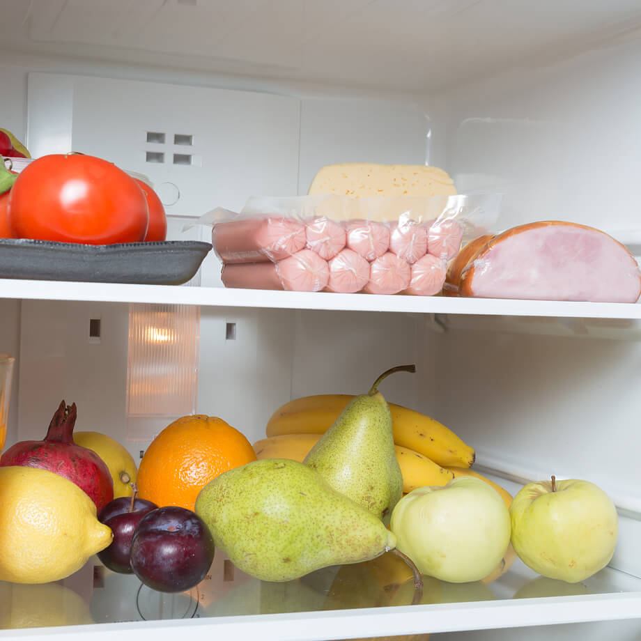 Fridge stocked with healthy food