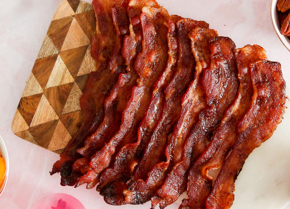bulk bacon on cutting board