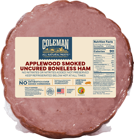Coleman Products Applewood Smoked Uncured Boneless Ham HALF