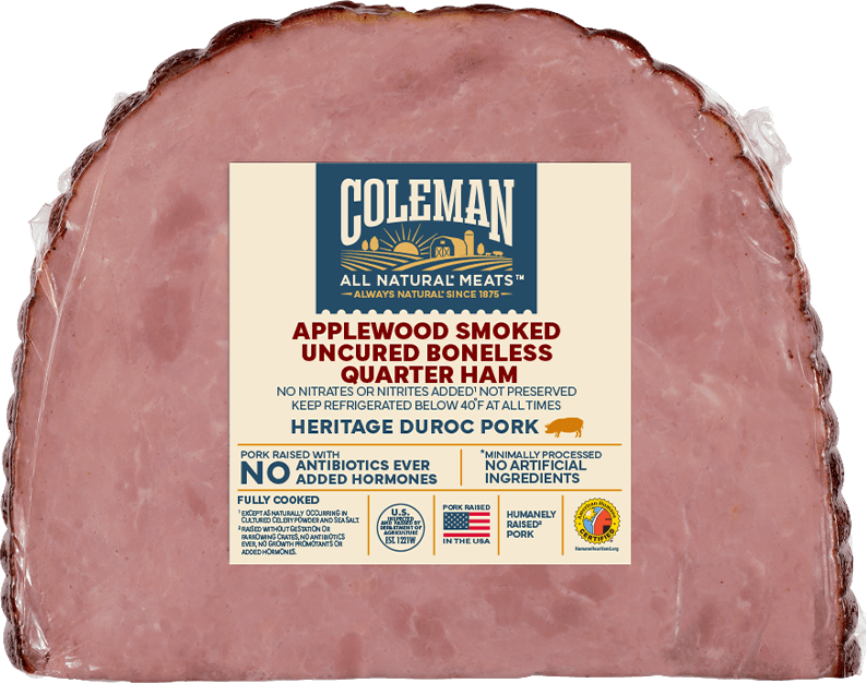 Coleman Products Applewood Smoked Uncured Boneless Quarter Ham