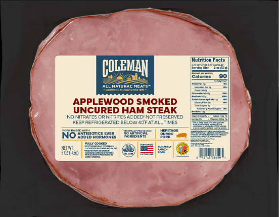 Coleman Products Applewood Smoked Uncured Ham Steak