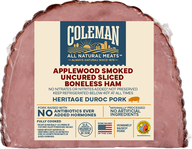 Coleman Products Applewood Smoked Uncured Sliced Boneless Ham QUARTER