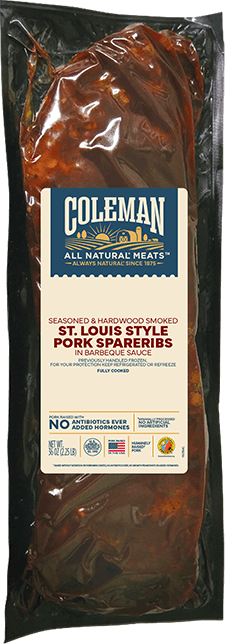 Coleman Products Seasoned Hardwood Smoked St Louis Style Pork Spareribs FULL