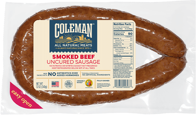 Coleman Products Smoked Beef Uncured Sausage
