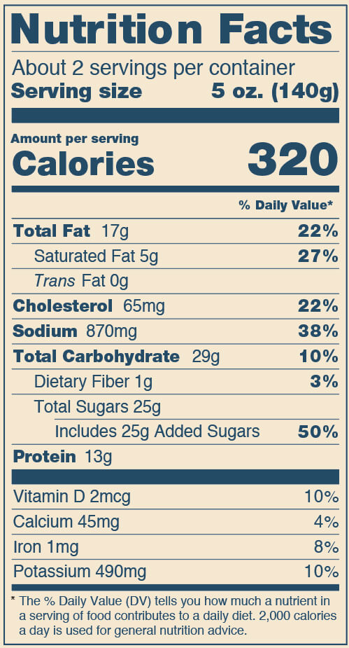 Coleman Foods BBQ Ribs Nutrition facts label