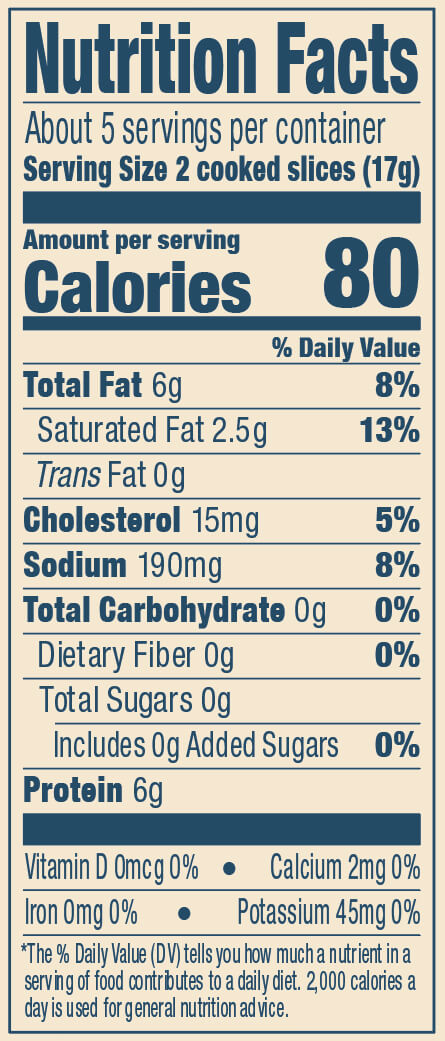 Coleman Foods Applewood Bacon nutrition facts