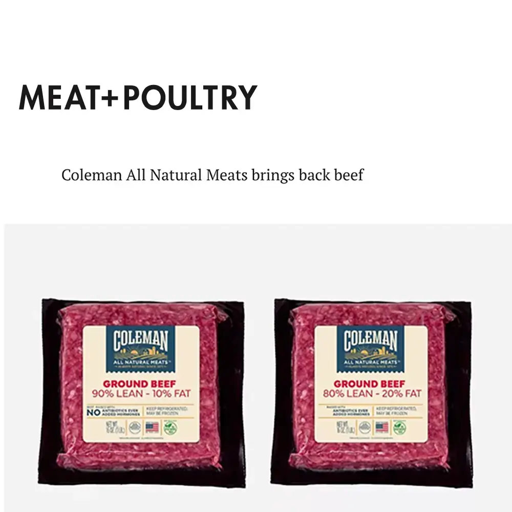 Coleman beef in meat + poultry
